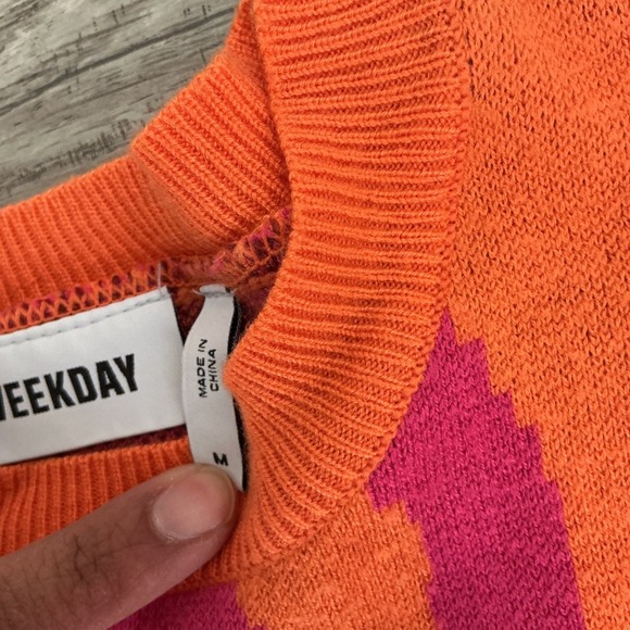 Weekday Maya Jacquard Knit Top Abstract Print Long Sleeve Sweater Size M - Picture 7 of 7